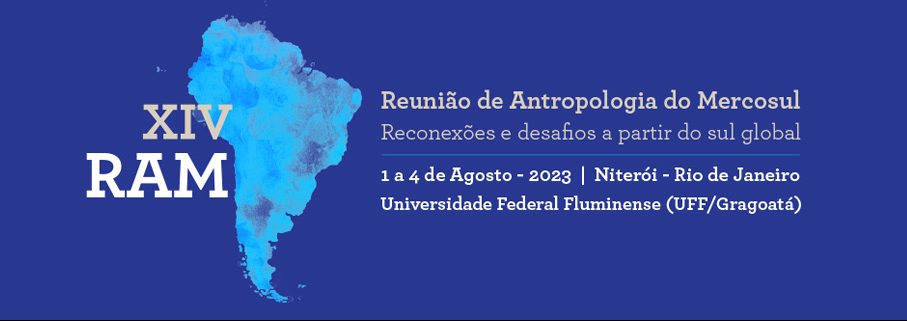 Cartaz do XIV Reunião de Antropologia do Mercosul. De 1 a 4 de agosto de 2023, na Universidade Federal Fluminense