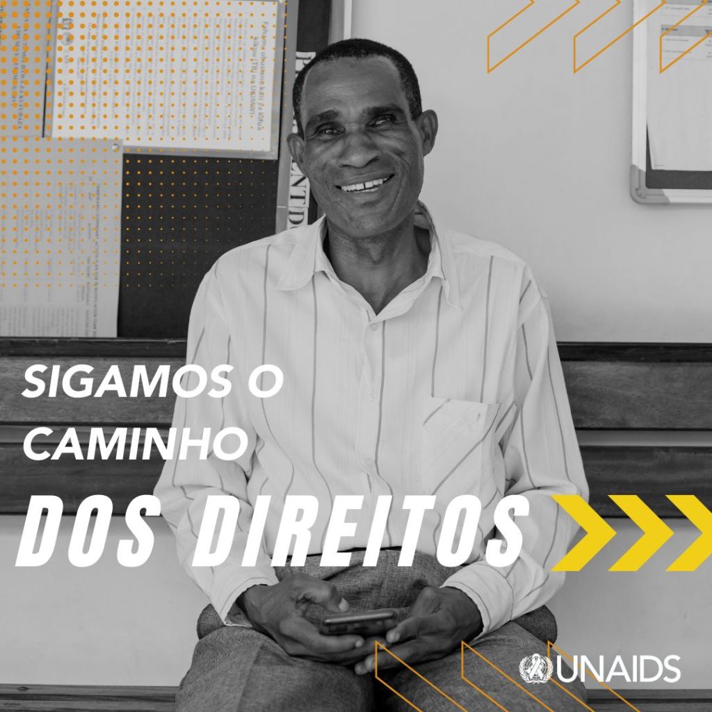 Foto de um homem em preto e branco com os dizeres "Sigamos o caminho dos direitos"